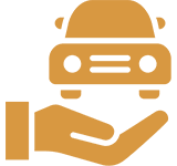 Hand holding a car icon symbolizing car insurance or protection.
