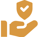 Hand holding a shield with a checkmark symbolizing security.